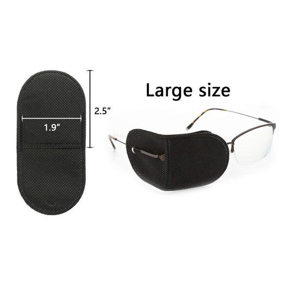 FREE NWT Set of 4 Black Slip-On Eyeglasses Right or Left Eye Patch | Large - Picture 1 of 3